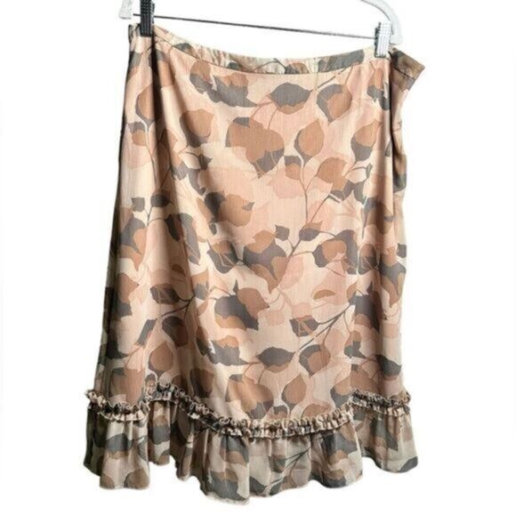 EUC Nicole Miller Women’s Tan Above Knee Ruffle Bottom Lined Skirt - Size 16 - Picture 1 of 6